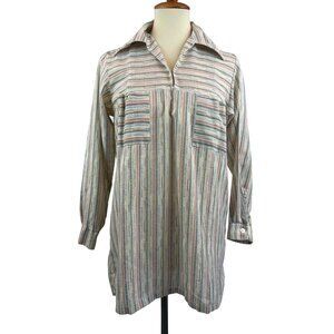 Vintage Anderson Little Blouse Stripped Cotton Linen Look Size S